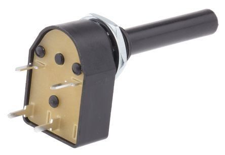 17mm Double Pole Rotary Mains Switch Solder / PCB Terminals 45° Index Angle